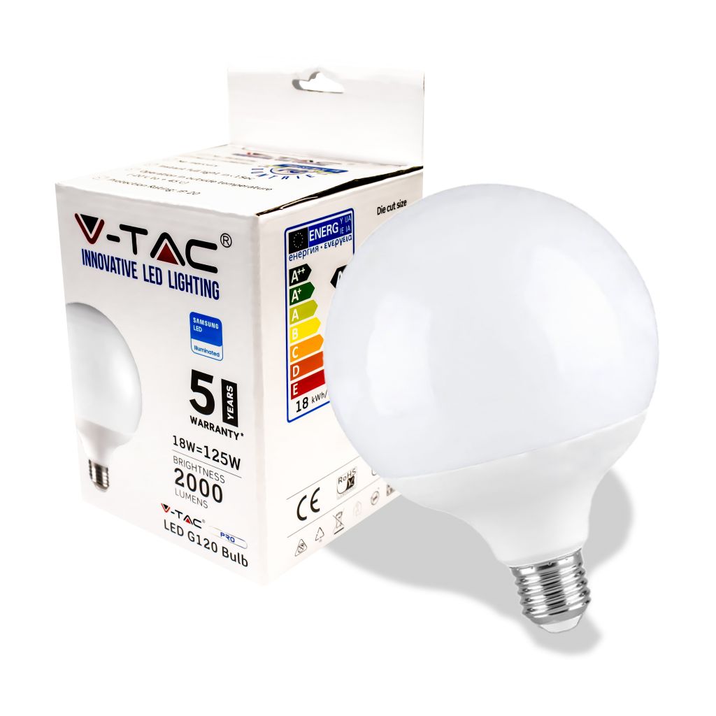 Lampadina LED Chip Samsung E27 18W G120 3000K