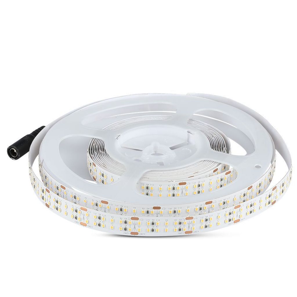Strip LED SMD2216 30W/m 5m 360 LED/m con Connettore Jack 2.1 da 24V CRI>95 4000K IP20 14mm
