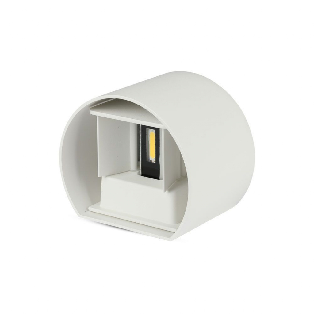 Lampada LED da Muro Arrotondata Doppio LED COB 6W 110LM/W Colore Bianco Satinato Fascio Luminoso Regolabile 4000K IP65