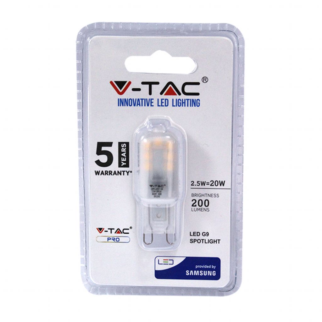 Faretto LED Chip Samsung G9 2,5W 3000K (Blister 1 pezzo)