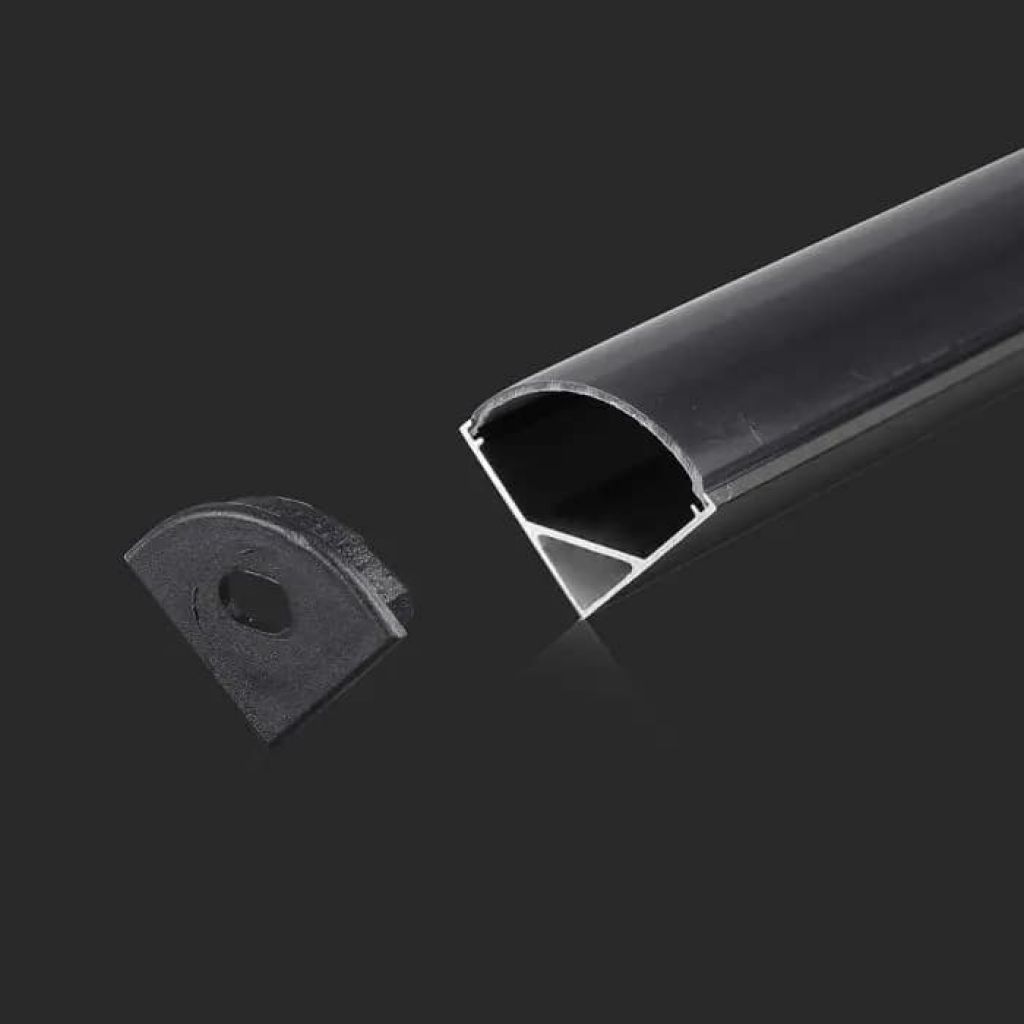 Profilo in Alluminio Angolari Colore Nero per Strip LED 2000x15.8x15.8mm