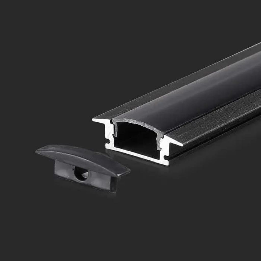 Profilo in Alluminio Colore Nero per Strip LED 2000 x 24,7 x 7mm