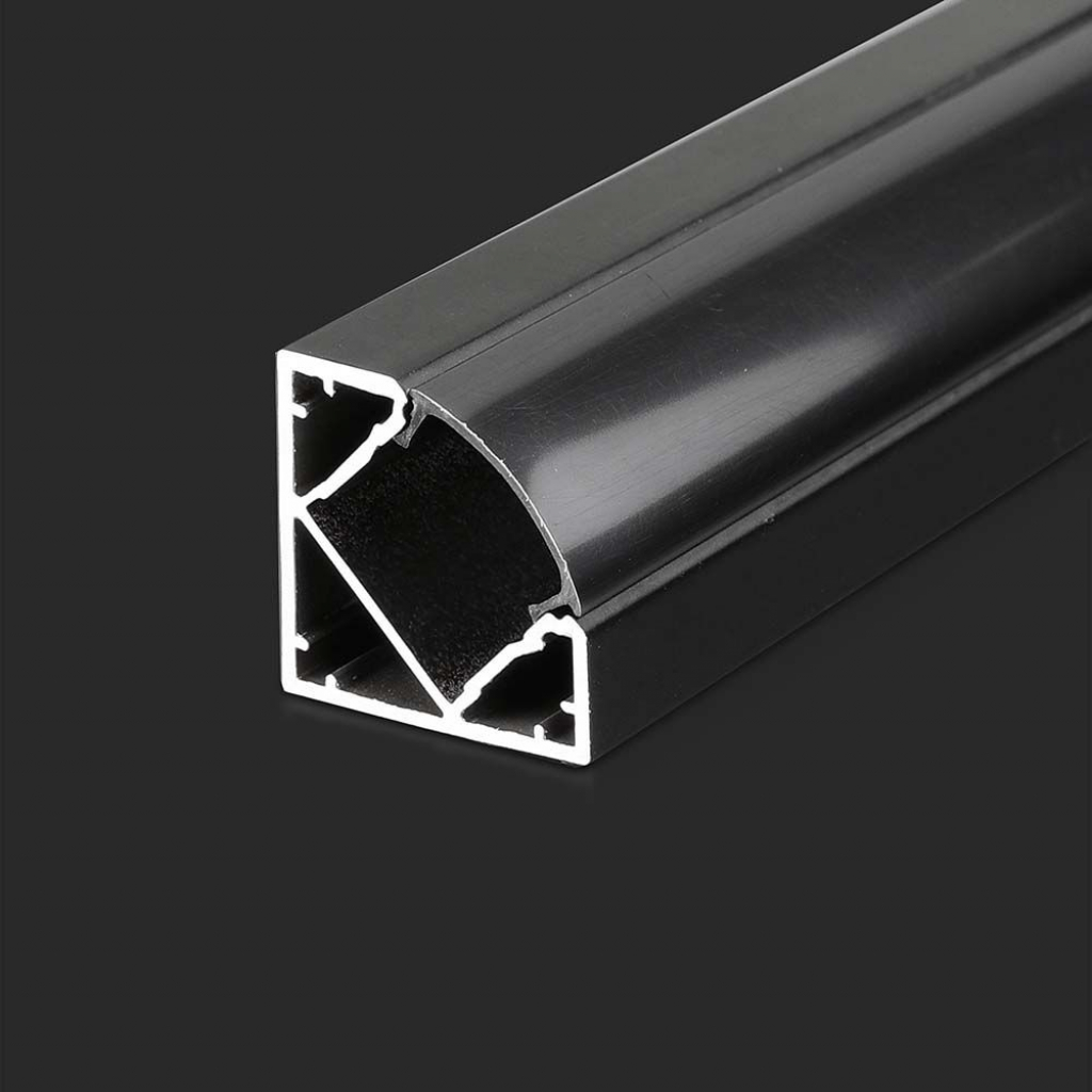 Profilo in Alluminio Angolare Colore Nero per Strip LED 2000 x 19 x 19mm