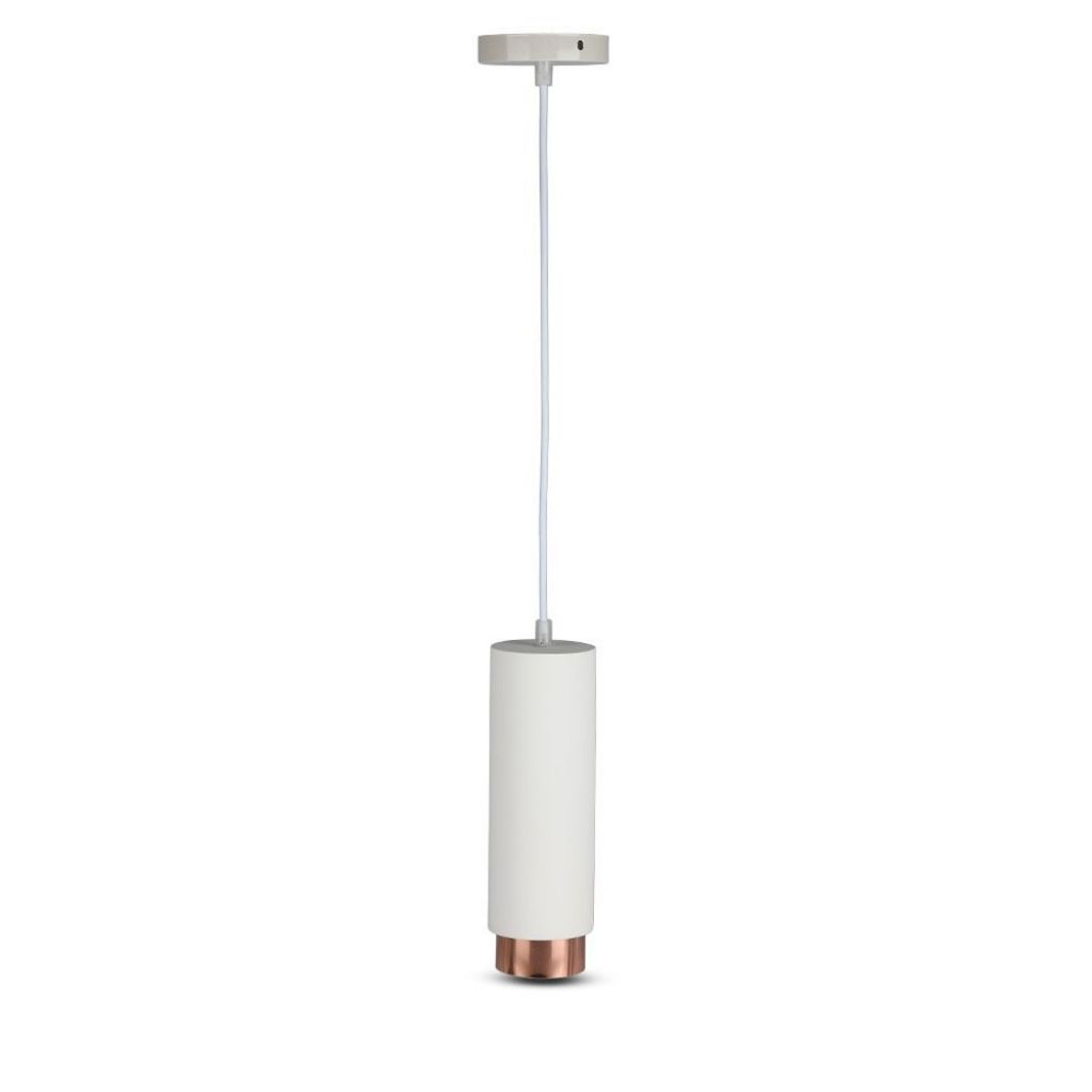 Portafaretto LED a Sospensione GU10 Corpo in Gesso Base Metallica Rosa Dorato