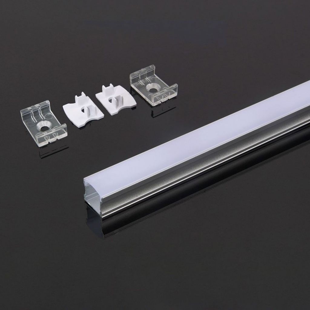 Profilo in Alluminio Colore Bianco per Strip LED (Max l: 12,5mm) 2000 x 17,2 x 14,4mm