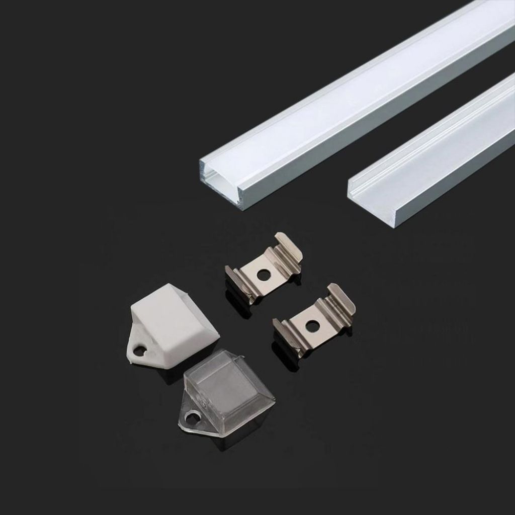 Profilo in Alluminio Colore Silver per Strip LED (Max l: 12,5mm) Copertura Satinata 2000 x 15,55 x 5,9mm