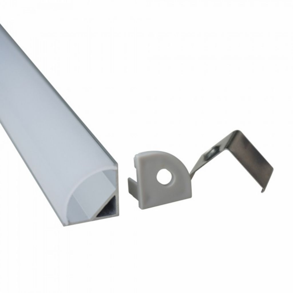 Profilo in Alluminio per Strip LED Copertura Bianca Larghezza Interna:10,3mm Lunghezza:2mt Angolare